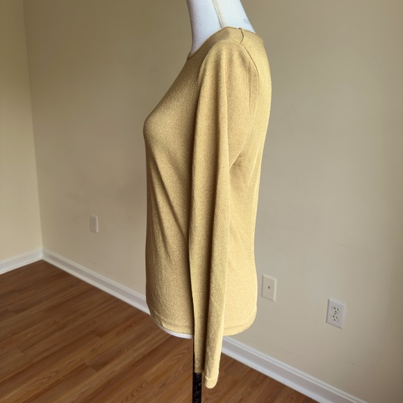 Ralph Lauren Tan Fitted metalic gold Long Sleeve Top size M/P - Picture 3 of 9